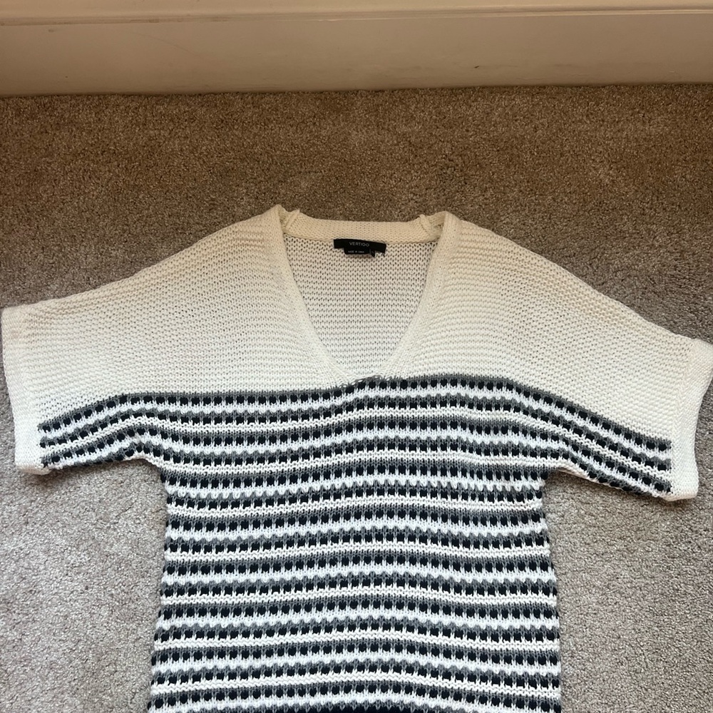 Black and White Striped Knit Top